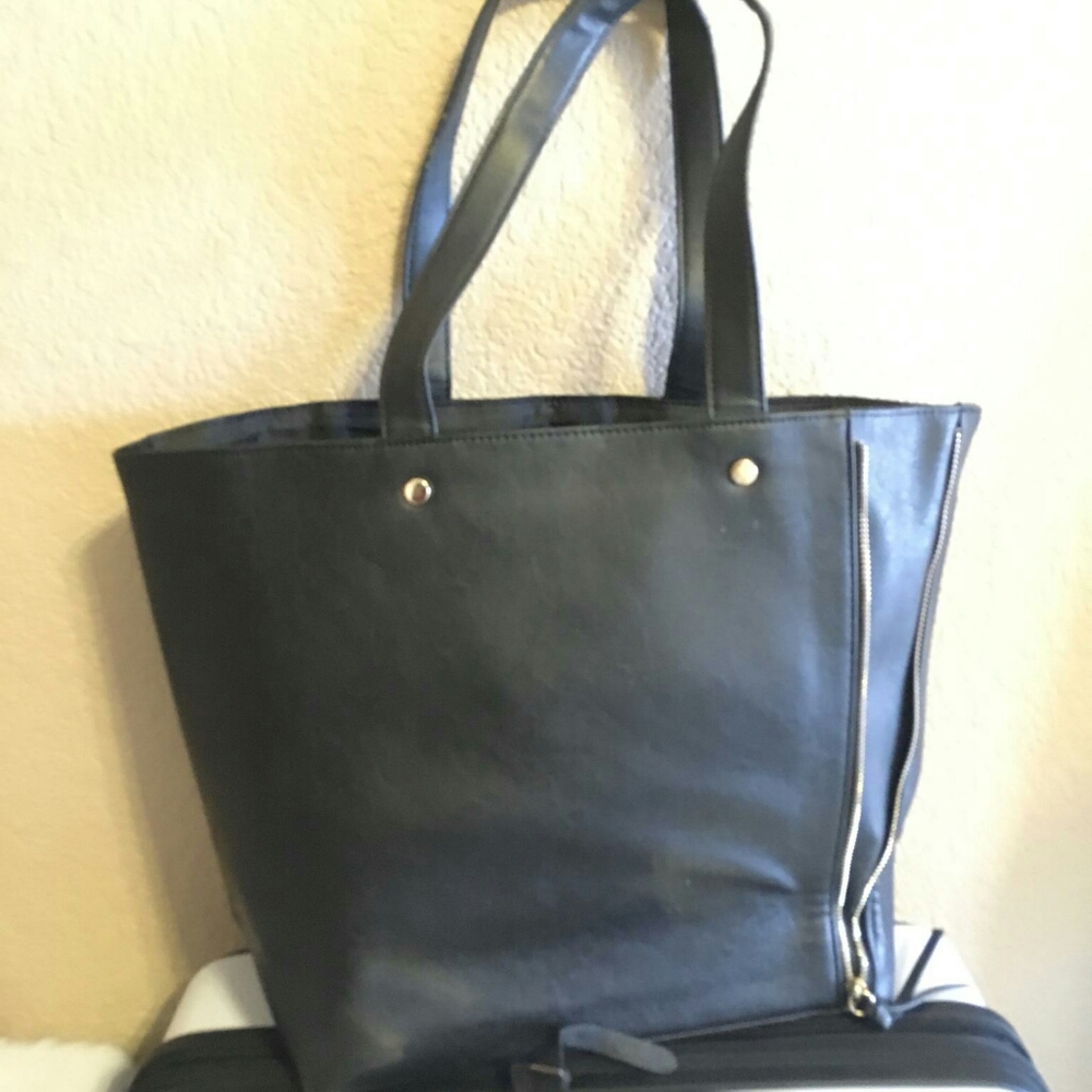 Neiman Marcus black leather tote